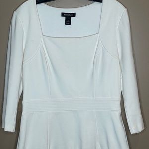White House Black Market, Winter White Peplum Top Size M